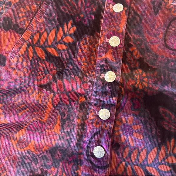 Anthropologie Pilcro Size 4 Corduroy Button Front Mini Skirt Floral Purple NWT - Picture 11 of 14
